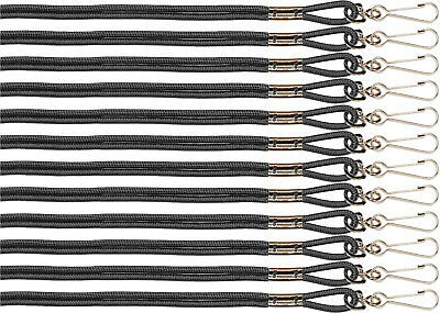 12 Pack - Black Whistle Long Nylon Lanyard Necklace with Metal Key Ring