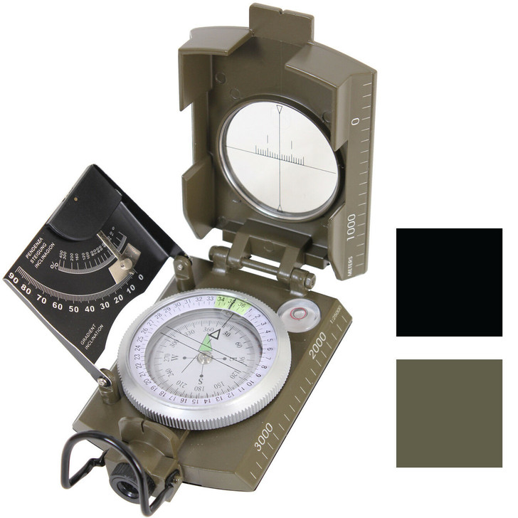 Camping Marching Compass Fluorescent Folding with Ruler Magnifier Level & Case