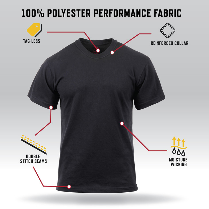 Mens Black Moisture Wicking Solid Military T-Shirt