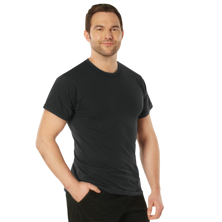 Mens Black Moisture Wicking Solid Military T-Shirt
