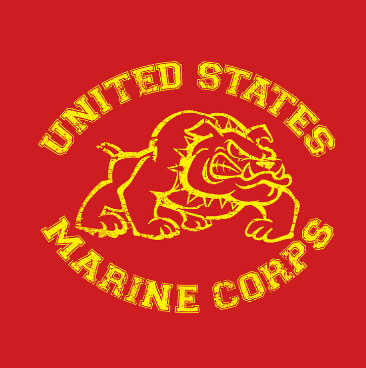  Red Marines Bulldog T-Shirt USMC Military Bull Dog Tee US Marine Corps