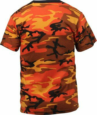 Mens Savage Orange Camouflage Tactical Military Short Sleeve T-Shirt