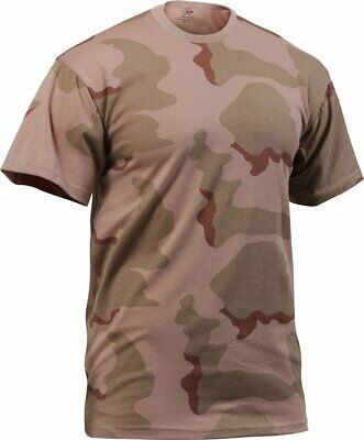 Mens Tri-Color Desert Camouflage Tactical Military Short Sleeve T-Shirt