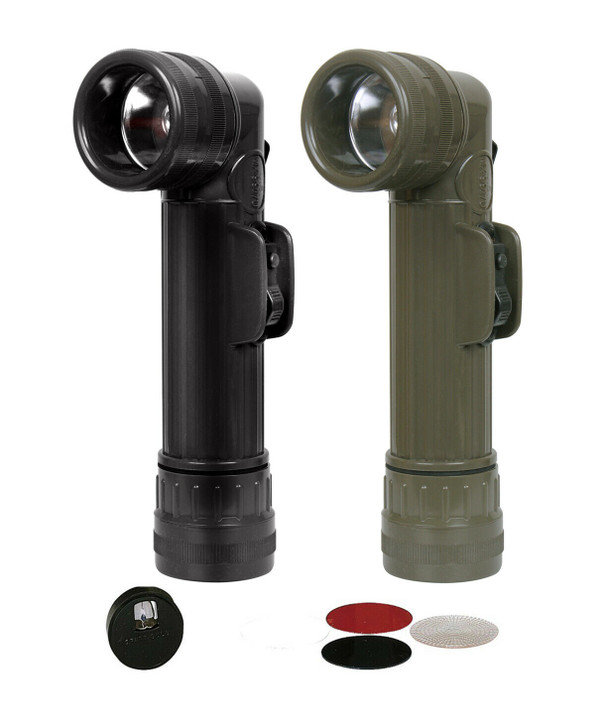 Genuine GI Angle Head Combat Flashlight Tactical Plastic D-Cell Battery Light