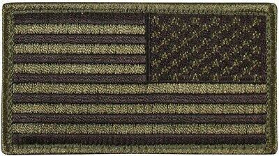 Olive Drab USA American Reverse Flag Patch with Hook & Loop