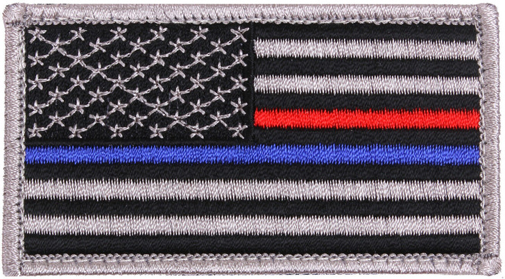 Thin Blue Line & Thin Red Line US American Flag Hook Patch 1 7/8" x 3 3/8"