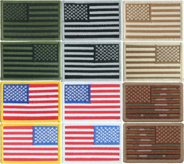 US Flag Patch 2" x 3" Sew / Iron On Embroidered Patriotic USA American Patch