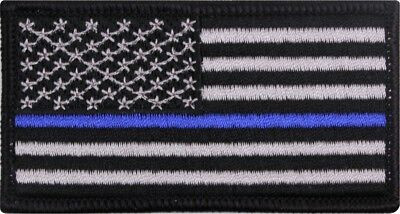 US Thin Blue Line Flag American Flag Iron-On Patch 1 7/8" x 3 3/8"