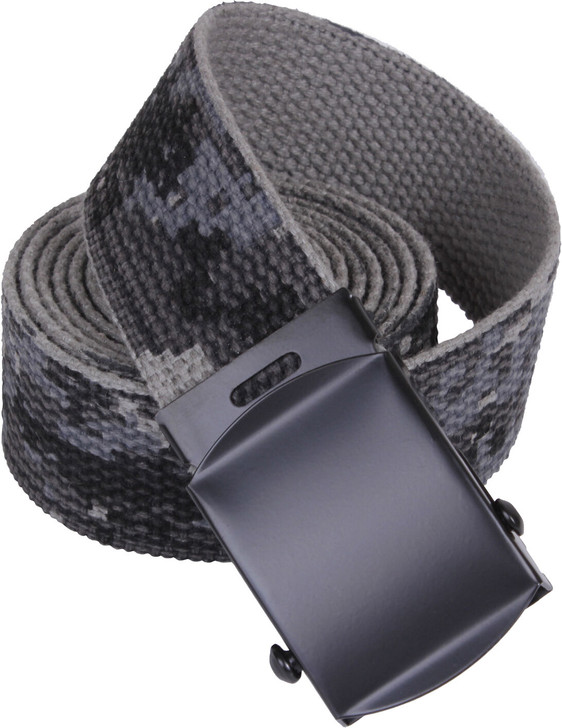 Subdued Urban Digital Camouflage Reversible Cotton Web Belt w/ Black Buckle 54"