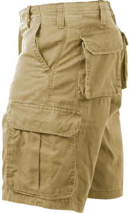 Mens Khaki Solid Military Vintage Army Paratrooper Shorts Cargo Shorts
