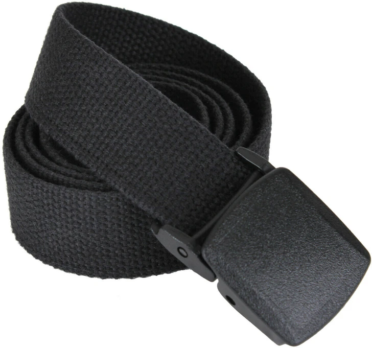 Black Military Tactical Web Belt w/ Black Plastic Buckle 54"