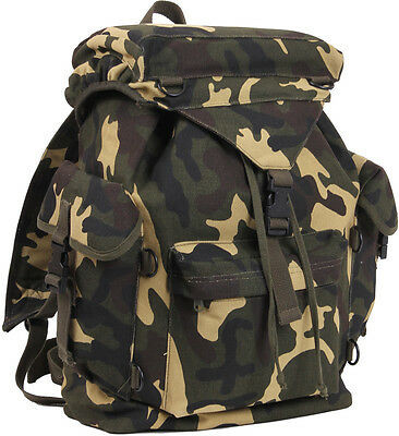 Woodland Camouflage Military Canvas Outdoorsman Rucksack Backpack