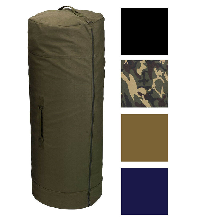 Side Zipper Canvas Duffle Bag, Military Duffel Heavy Duty Cotton Army Sea Cargo