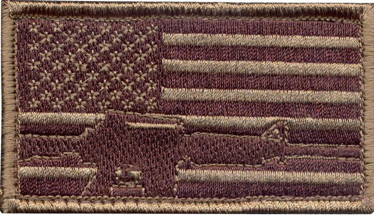 Subdued US Flag and Rifle Embroidered Patch 1-7/8" x 3-3/8"