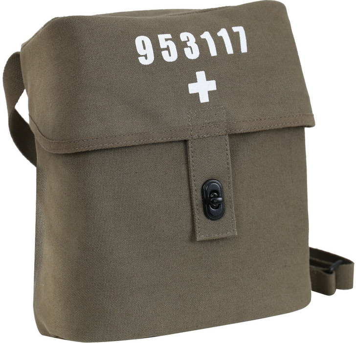 Olive Drab Swiss Military Canvas Shoulder Bag White Cross Large Carry Pouch