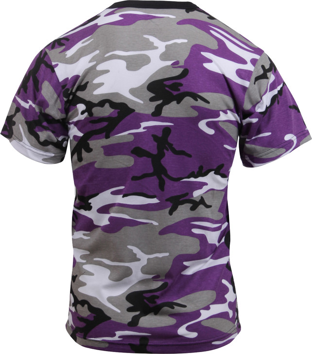 Mens Purple Camouflage Tactical Military Short Sleeve T-Shirt
