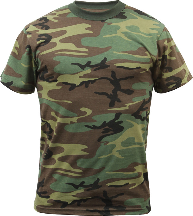 Kids Woodland Camouflage Heavyweight Premium Military T-Shirt