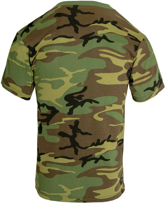 Camo V Neck T-Shirt Tactical Military Tee Mens Woodland Camouflage Army Green
