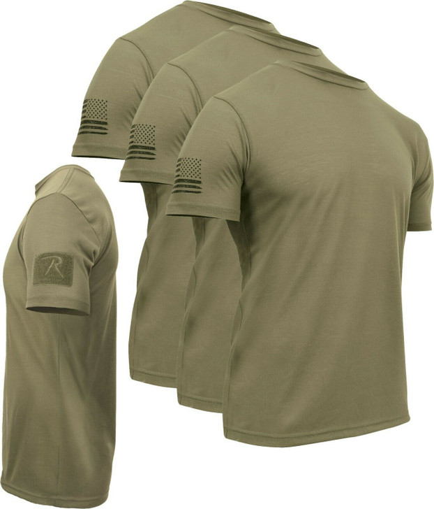 3 PACK Coyote Brown AR 670-1 Tactical US Athletic Muscle T-Shirt & Loop Field