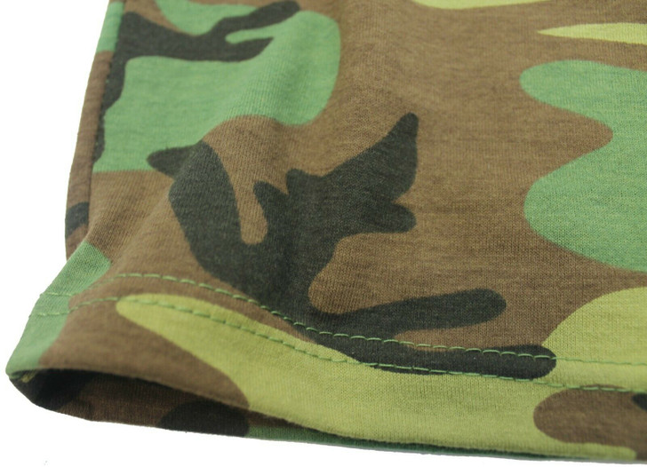 Distressed US Flag Camo T-Shirt American Woodland Military Army Tactical Tee