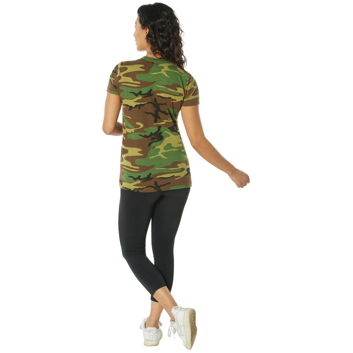 Womens Long Length Camo T-Shirt Military Army Ladies Girls Short Sleeve Tee