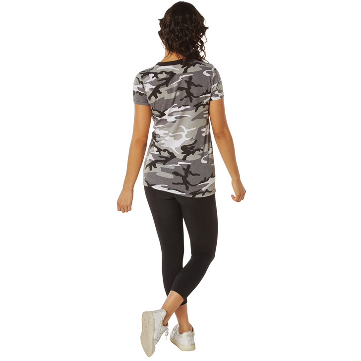 Womens Long Length Camo T-Shirt Military Army Ladies Girls Short Sleeve Tee