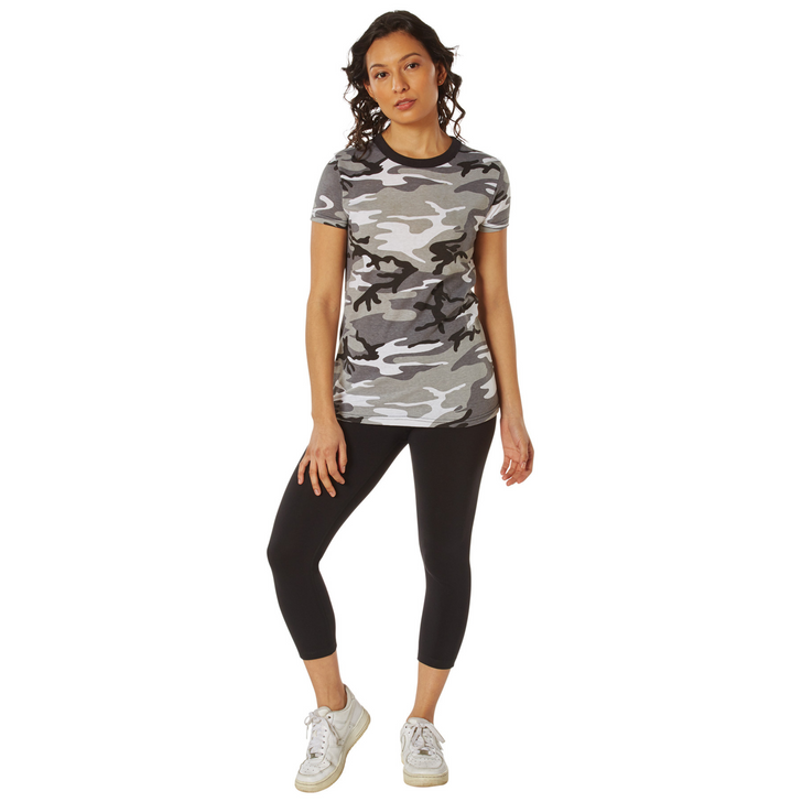 Womens Long Length Camo T-Shirt Military Army Ladies Girls Short Sleeve Tee