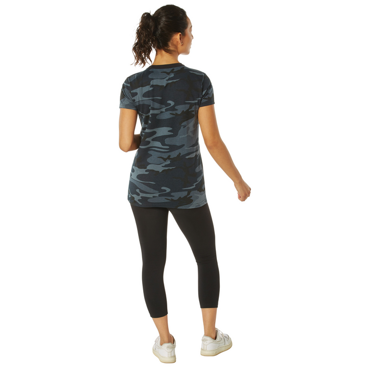 Womens Long Length Camo T-Shirt Military Army Ladies Girls Short Sleeve Tee