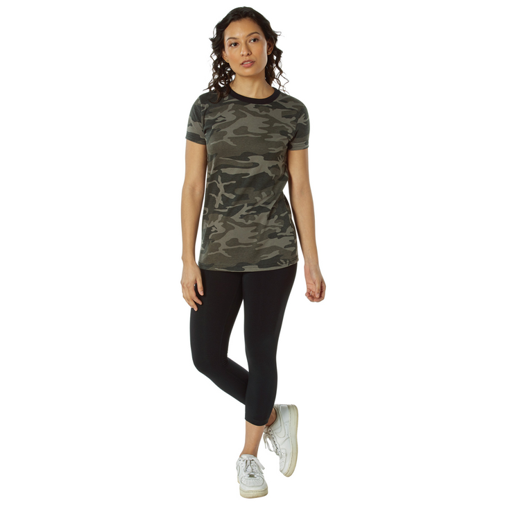 Womens Long Length Camo T-Shirt Military Army Ladies Girls Short Sleeve Tee