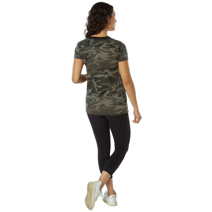 Womens Long Length Camo T-Shirt Military Army Ladies Girls Short Sleeve Tee