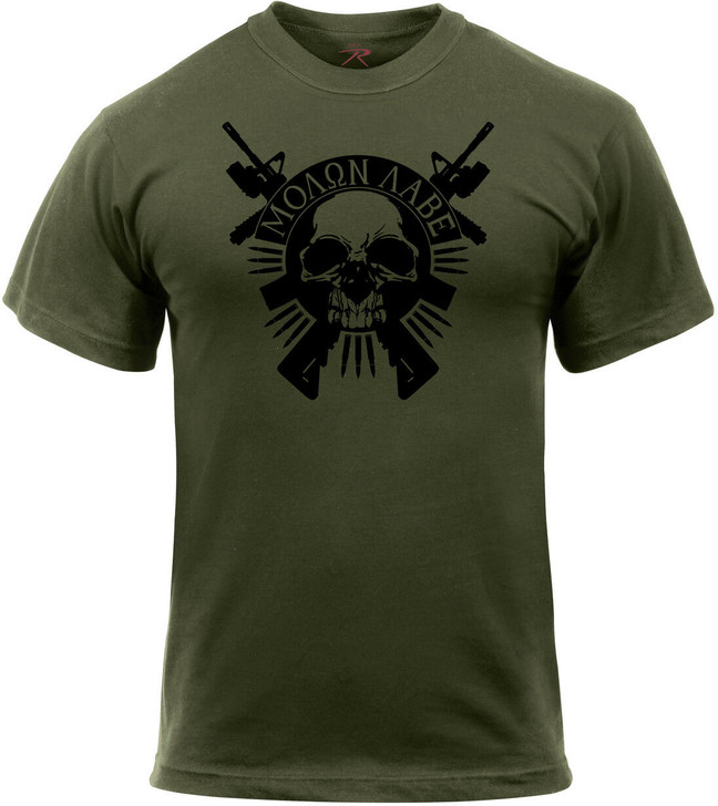 Olive Drab Molon Labe Skull & Crossed Rifles T-Shirt