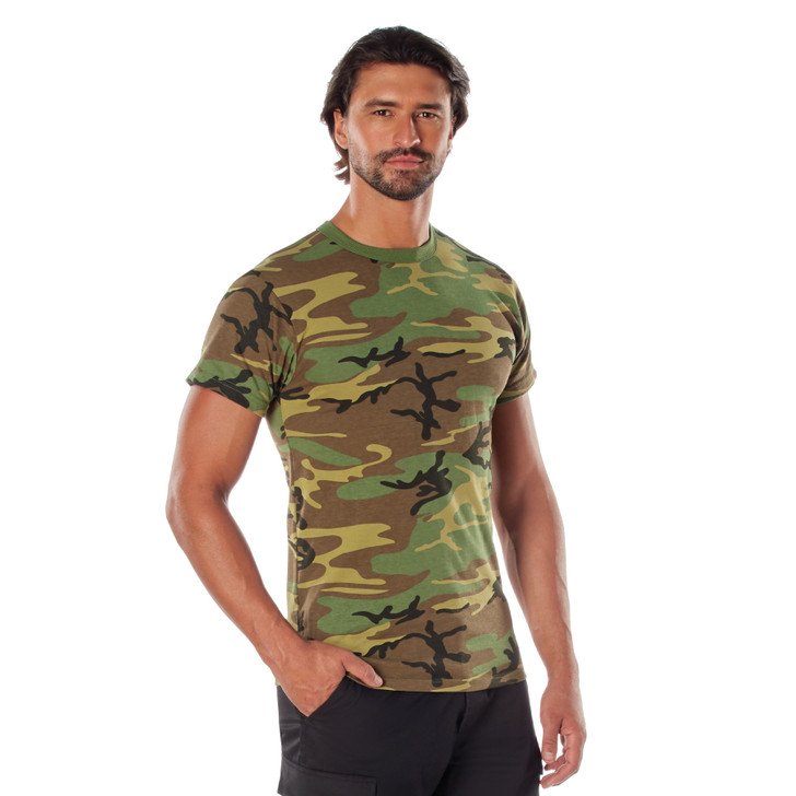  Woodland Camouflage Heavy Duty Premium Poly/Cotton Military T-Shirt