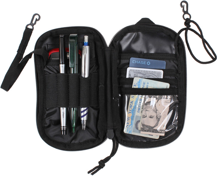 Black Tactical Travel Wallet Carry Pouch ID Holder Passport Cards Belt Snaps