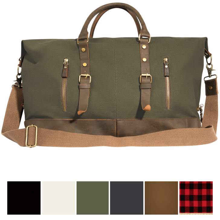 Weekender Travel Duffel Bag Canvas Leather Military Fashion 3 Day Tote Carry On