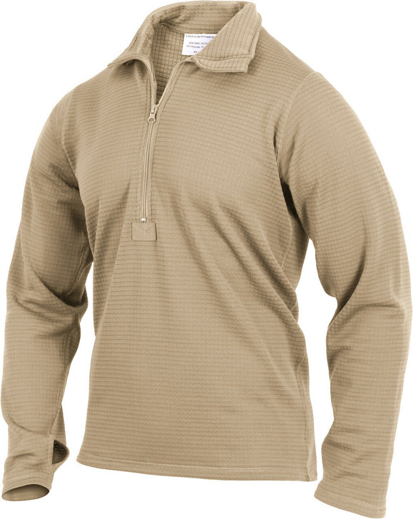 Desert Sand Gen III ECWCS Waffle Knit Thermal Underwear Zip Up Collar Top Shirt