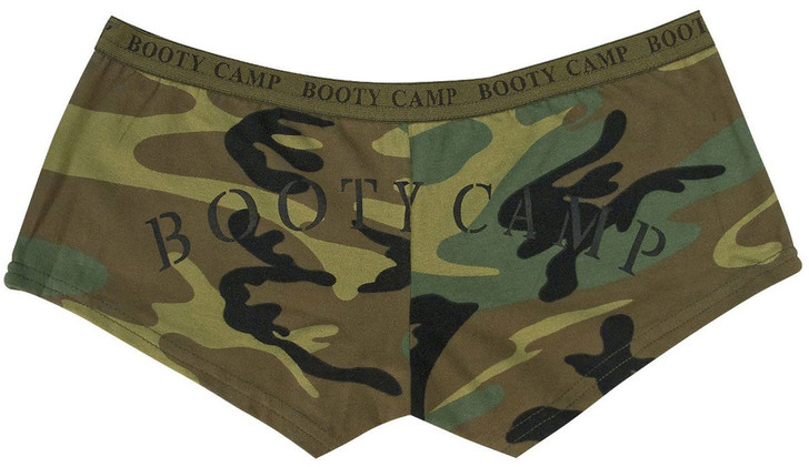 Womens Woodland Camouflage Booty Camp Slim Fit Booty Shorts Underwear