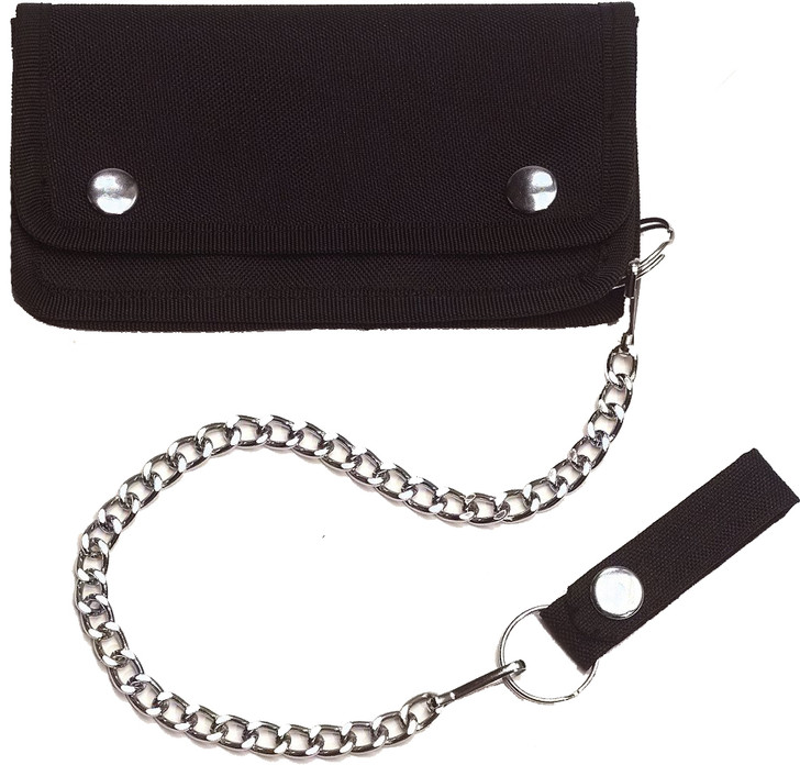 Biker Wallet with Long Chain, Black Bi-Fold Multi-Pocket Trucker Motorcycle Bike