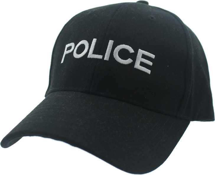 Black Embroidered Police Adjustable Cap