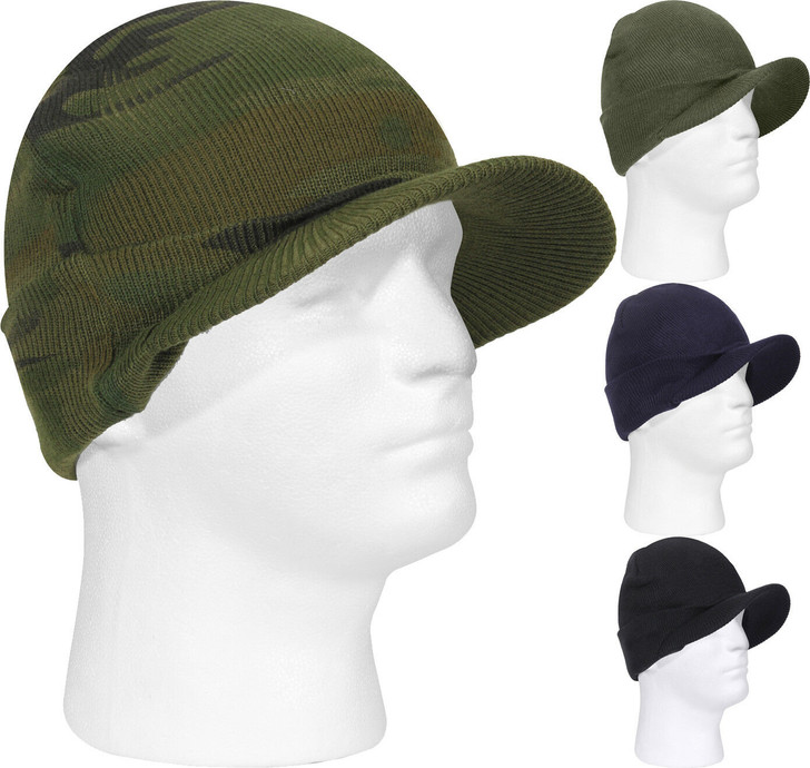 Deluxe Military Jeep Cap Acrylic Watch Visor Beanie Skull Cap