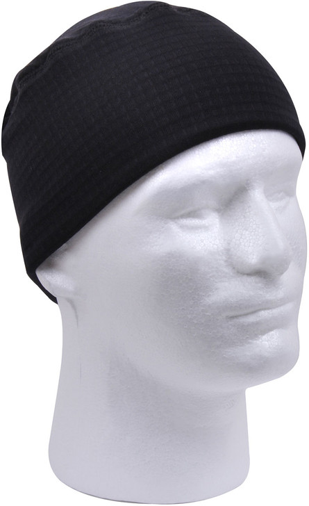 Black Polar Fleece Military Grid Watch Cap