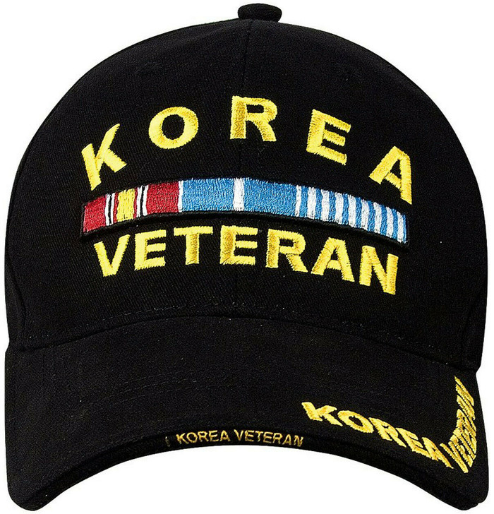 Black Korea Veteran Deluxe Low Profile Insignia Adjustable Baseball Cap