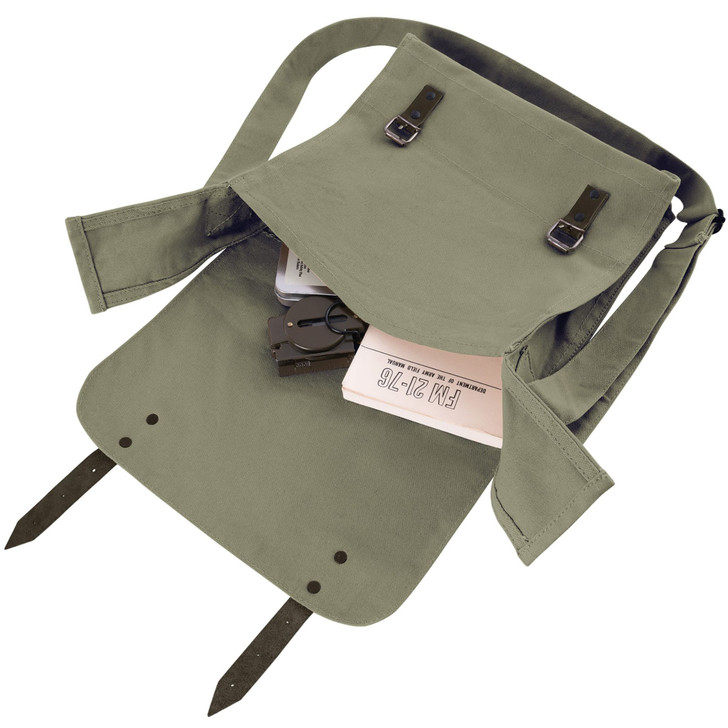 Sage Green Vintage Canvas Medic Red Star Military Shoulder Bag (9142)