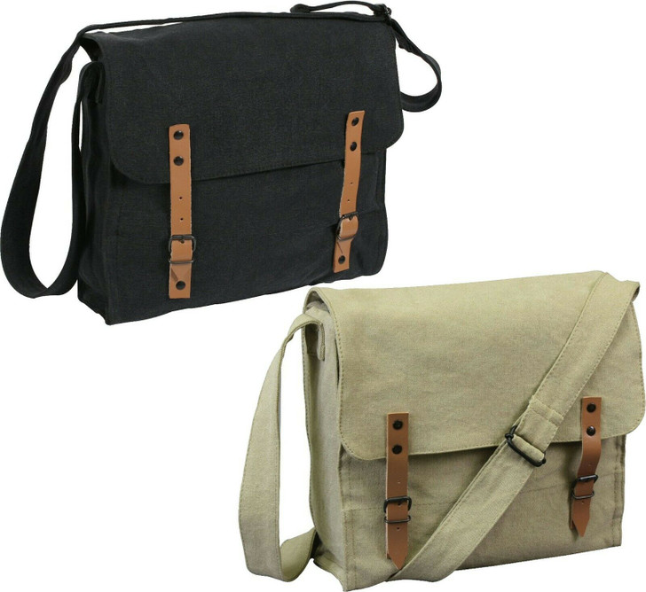 Solid Cotton Canvas Medic Shoulder Bag Washed Cotton Canvas Mini Bag