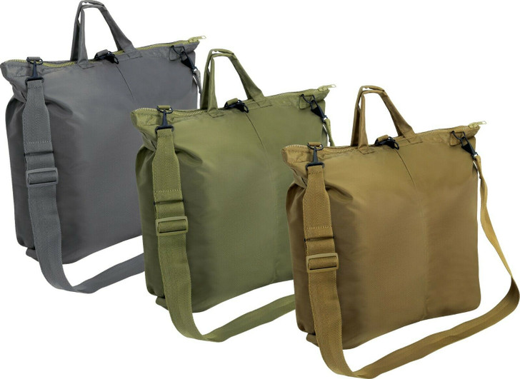Military Flyers Helmet Bag with Brass Zipper & Shoulder Strap 19" x 19"