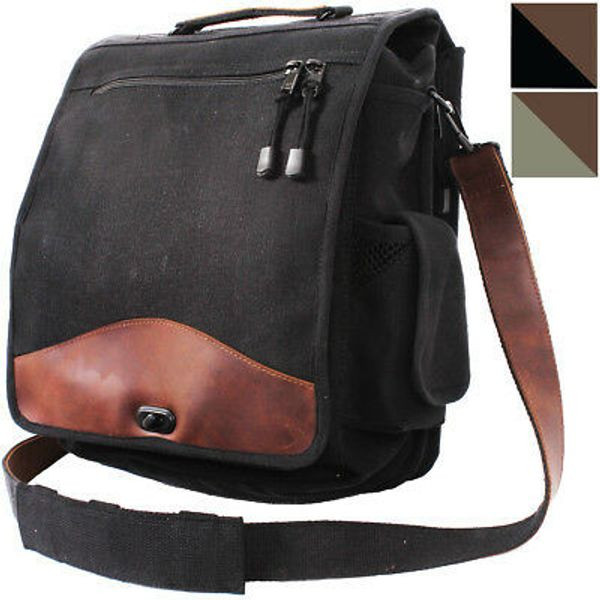 M-51 Messenger Shoulder Bag Canvas & Leather Engineers Field Crossbody