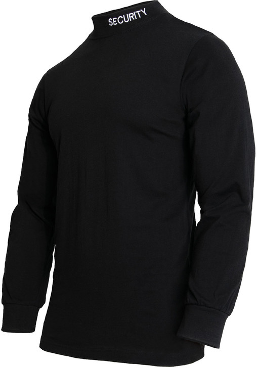 Security Mock Turtleneck Black Embroidered Uniform Duty Guard Officer Shirt Top