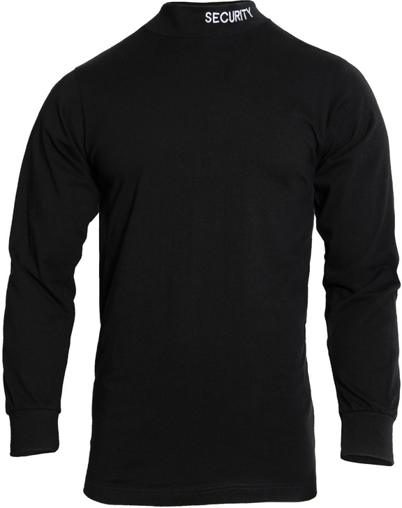 Security Mock Turtleneck Black Embroidered Uniform Duty Guard Officer Shirt Top