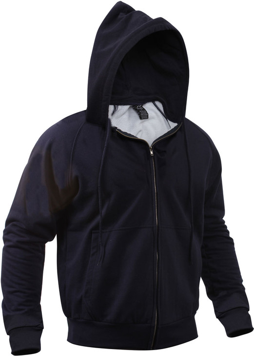 Mens Navy Blue Thermal Lined Full Zip Sweatshirt