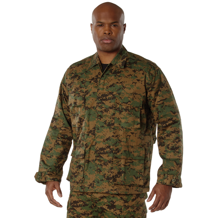 Mens Woodland Digital Camouflage Military BDU Shirt Uniform Army Coat Fatigues