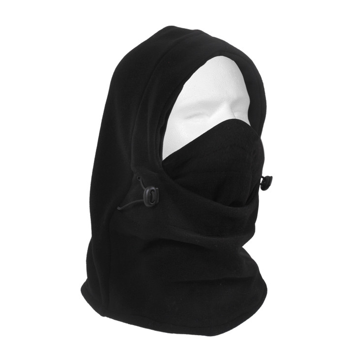 Black Fleece Balaclava Warm Winter Adjustable Double Layer Head Neck Face Cover